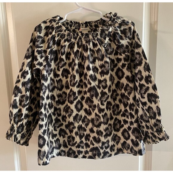 Crewcuts Other - Crewcuts Girls Black White Leopard Print Popover Cotton Top Kids Size 7